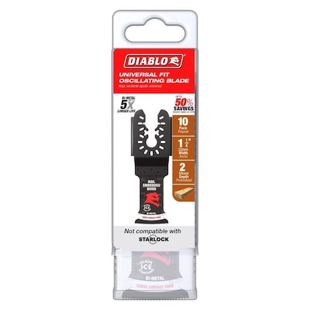 Diablo Diablo 1-1/4 in. W Bi-Metal Curved Contact Edge Oscillating Blade Nail-Embedded Wood 10 pk DOU125BW10